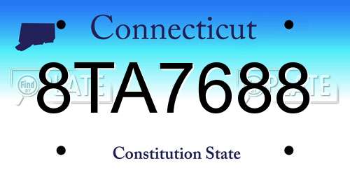 8TA7688 Connecticut License Plate