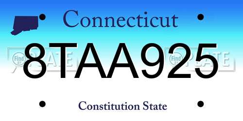 8TAA925 Connecticut License Plate