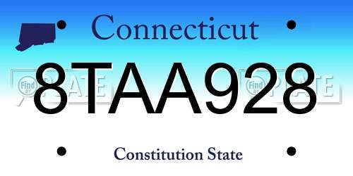 8TAA928 Connecticut License Plate
