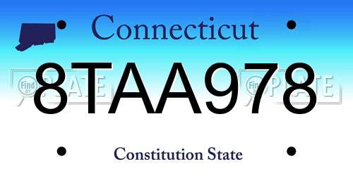 8TAA978 Connecticut License Plate