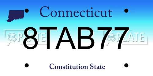 8TAB77 Connecticut License Plate