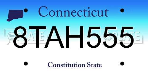 8TAH555 Connecticut License Plate