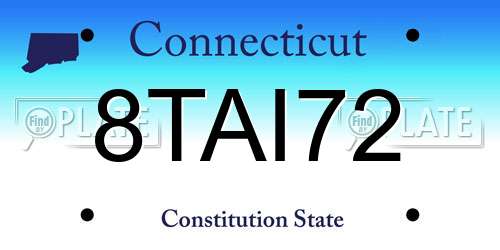 8TAI72 Connecticut License Plate