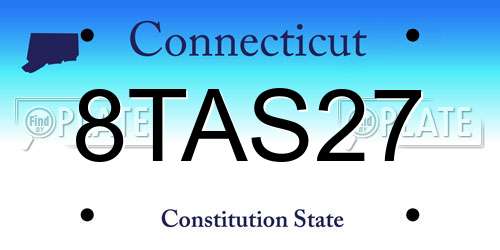 8TAS27 Connecticut License Plate
