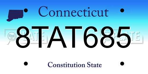 8TAT685 Connecticut License Plate