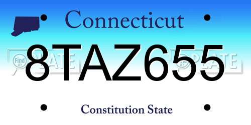 8TAZ655 Connecticut License Plate