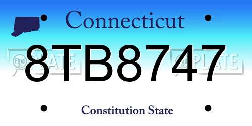 8TB8747 Connecticut License Plate
