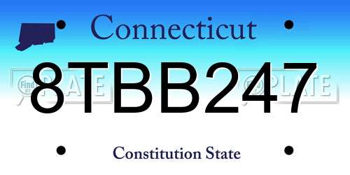 8TBB247 Connecticut License Plate