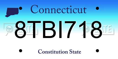 8TBI718 Connecticut License Plate