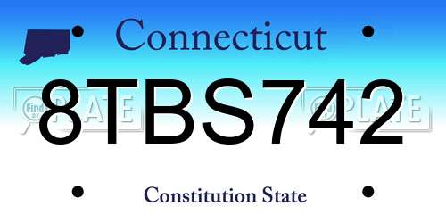 8TBS742 Connecticut License Plate