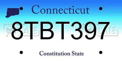 8TBT397 Connecticut License Plate
