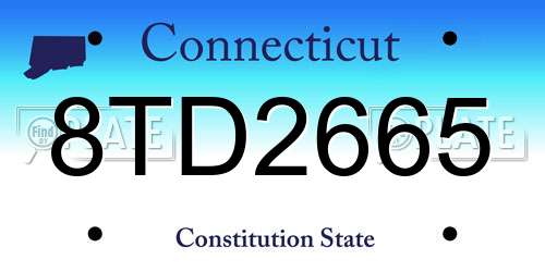 8TD2665 Connecticut License Plate