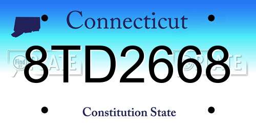 8TD2668 Connecticut License Plate