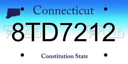 8TD7212 Connecticut License Plate