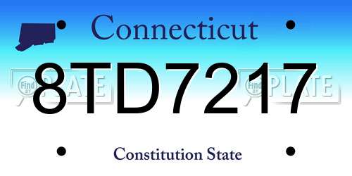 8TD7217 Connecticut License Plate