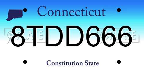 8TDD666 Connecticut License Plate