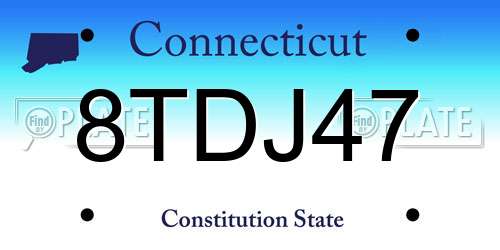 8TDJ47 Connecticut License Plate