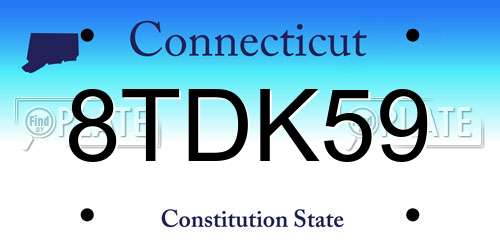 8TDK59 Connecticut License Plate