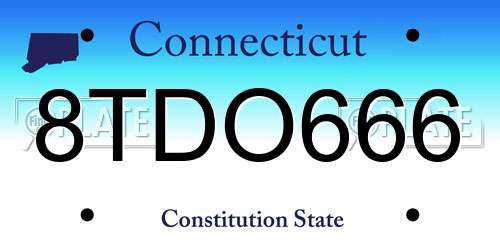 8TDO666 Connecticut License Plate