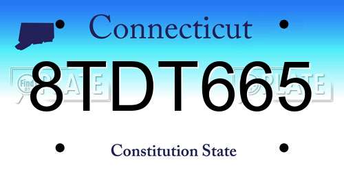 8TDT665 Connecticut License Plate