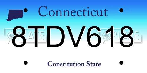 8TDV618 Connecticut License Plate
