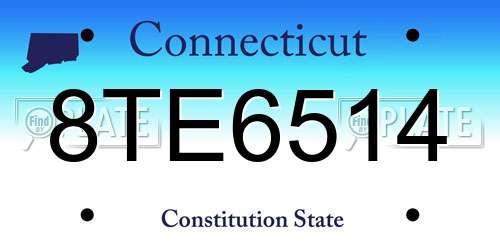 8TE6514 Connecticut License Plate
