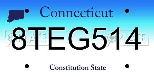 8TEG514 Connecticut License Plate