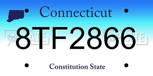 8TF2866 Connecticut License Plate
