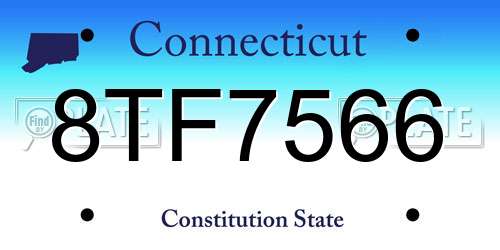 8TF7566 Connecticut License Plate