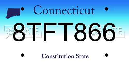 8TFT866 Connecticut License Plate