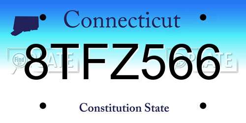 8TFZ566 Connecticut License Plate