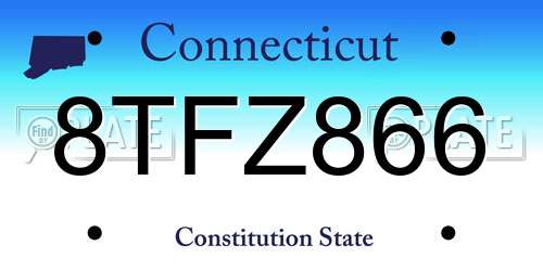 8TFZ866 Connecticut License Plate