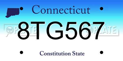 8TG567 Connecticut License Plate