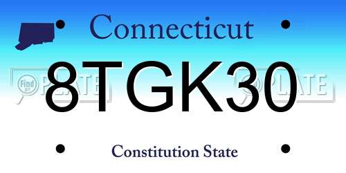 8TGK30 Connecticut License Plate
