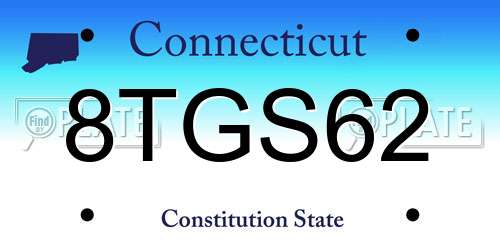 8TGS62 Connecticut License Plate