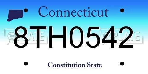 8TH0542 Connecticut License Plate