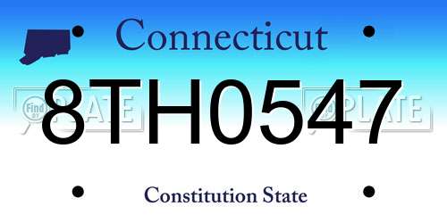 8TH0547 Connecticut License Plate