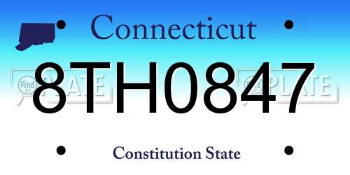 8TH0847 Connecticut License Plate