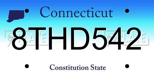 8THD542 Connecticut License Plate