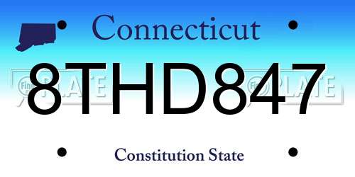 8THD847 Connecticut License Plate