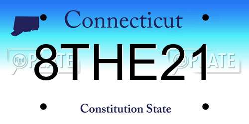 8THE21 Connecticut License Plate