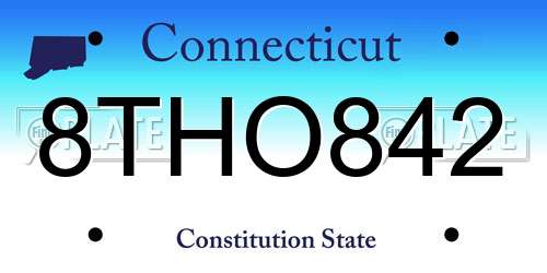 8THO842 Connecticut License Plate
