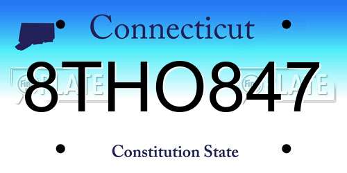 8THO847 Connecticut License Plate