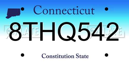 8THQ542 Connecticut License Plate