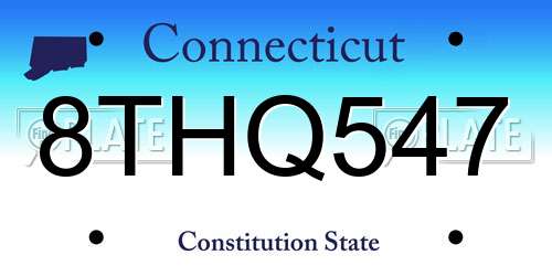 8THQ547 Connecticut License Plate