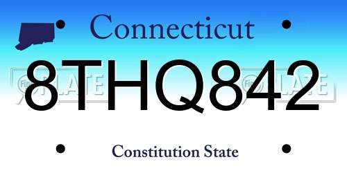 8THQ842 Connecticut License Plate