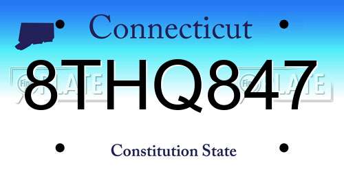 8THQ847 Connecticut License Plate