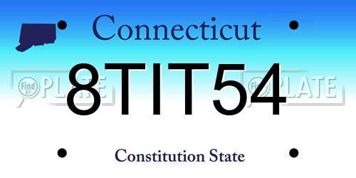 8TIT54 Connecticut License Plate