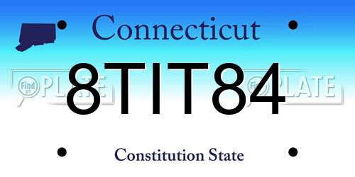 8TIT84 Connecticut License Plate