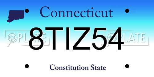 8TIZ54 Connecticut License Plate